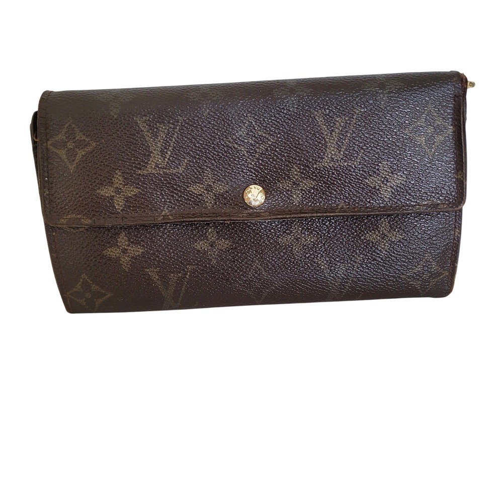 Louis Vuitton Sarah Wallet Monogram Canvas Brown Long Envelope Clutch Made Franc